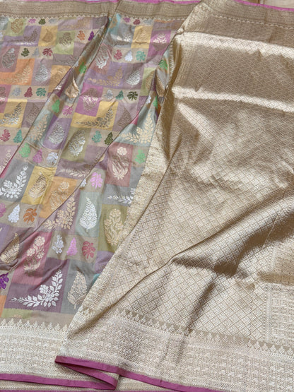 Beige Rangkaat Handwoven Pure Banarasi Silk Saree