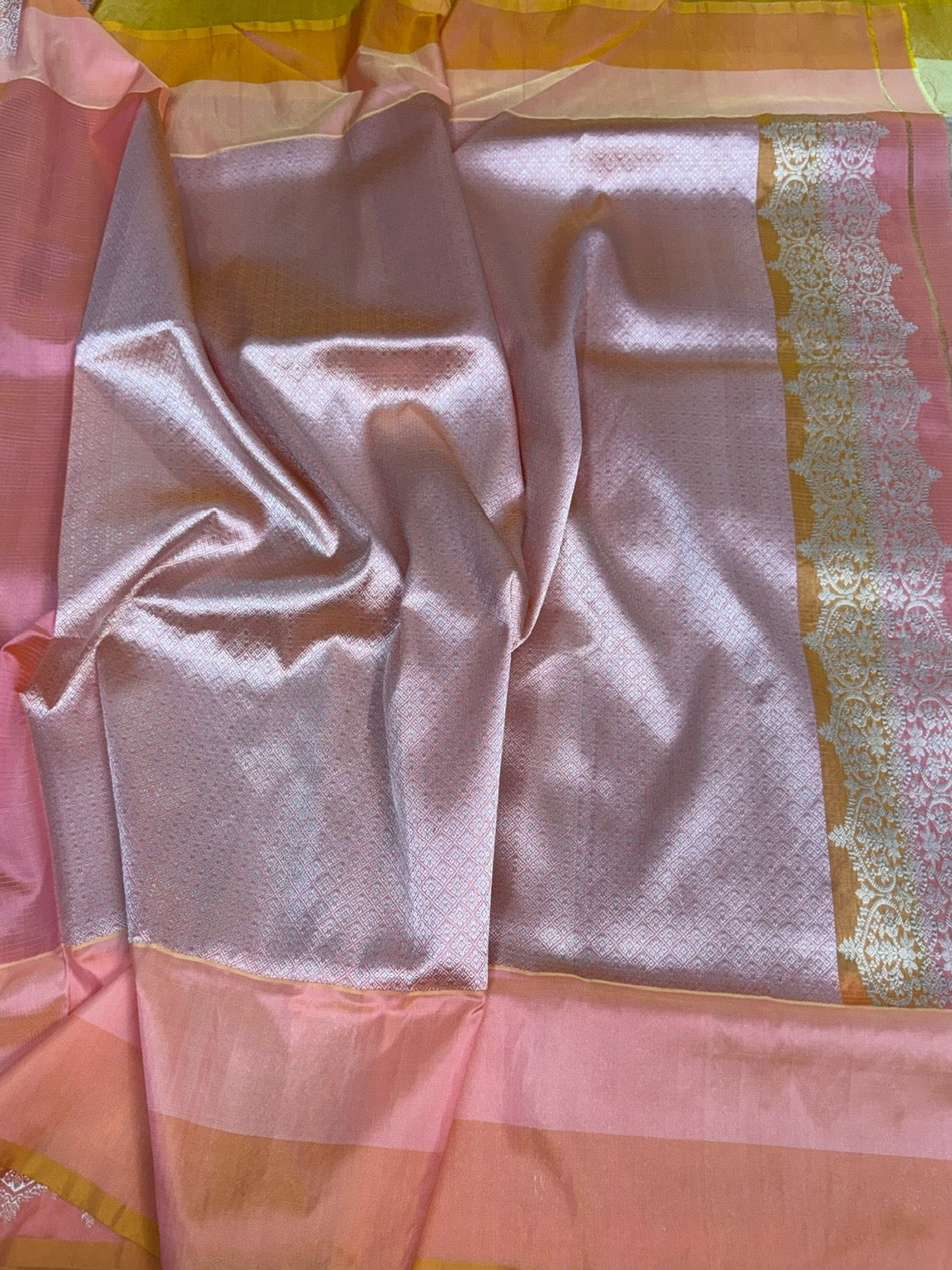 Baby Pink Handwoven Banarasi Pure Tissue Saree