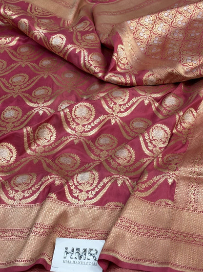 Gajiri Pink Banarasi Sona Rupa Pure Katan Silk Saree