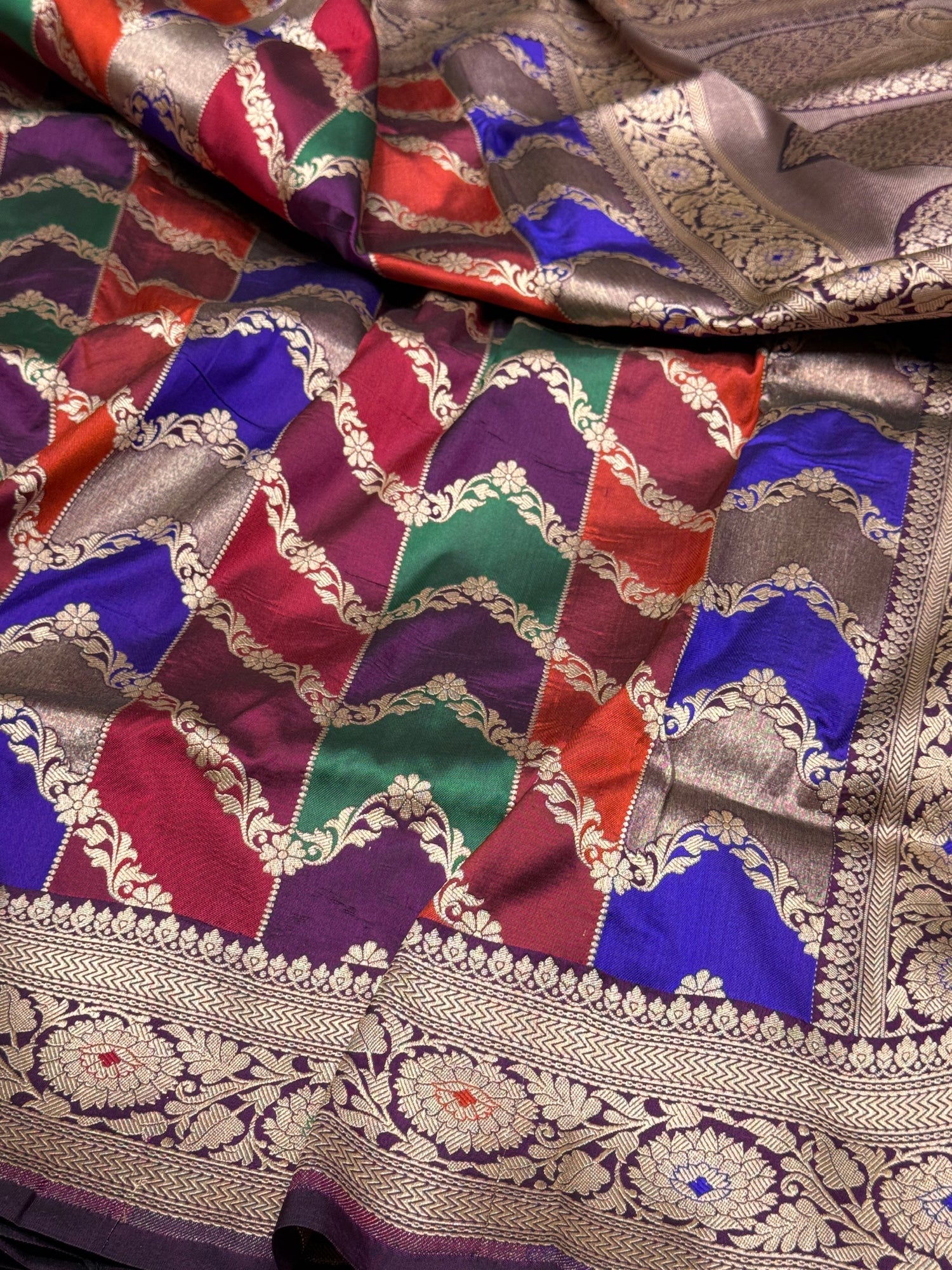 Multicolour Banarasi Pure Silk Saree