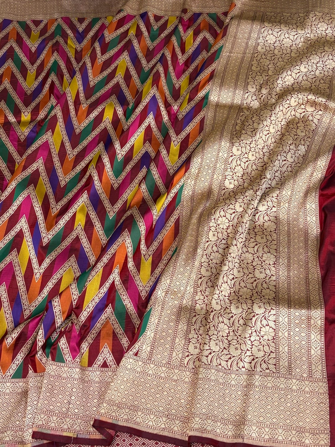 Maroon Rangkaat Banarasi Pure Katan Silk Saree