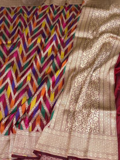 Maroon Rangkaat Banarasi Pure Katan Silk Saree