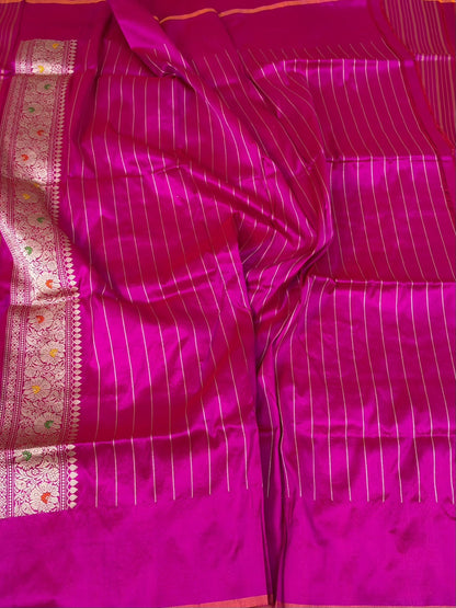 Rani Pink Handwoven Banarasi Pure Katan Silk Saree