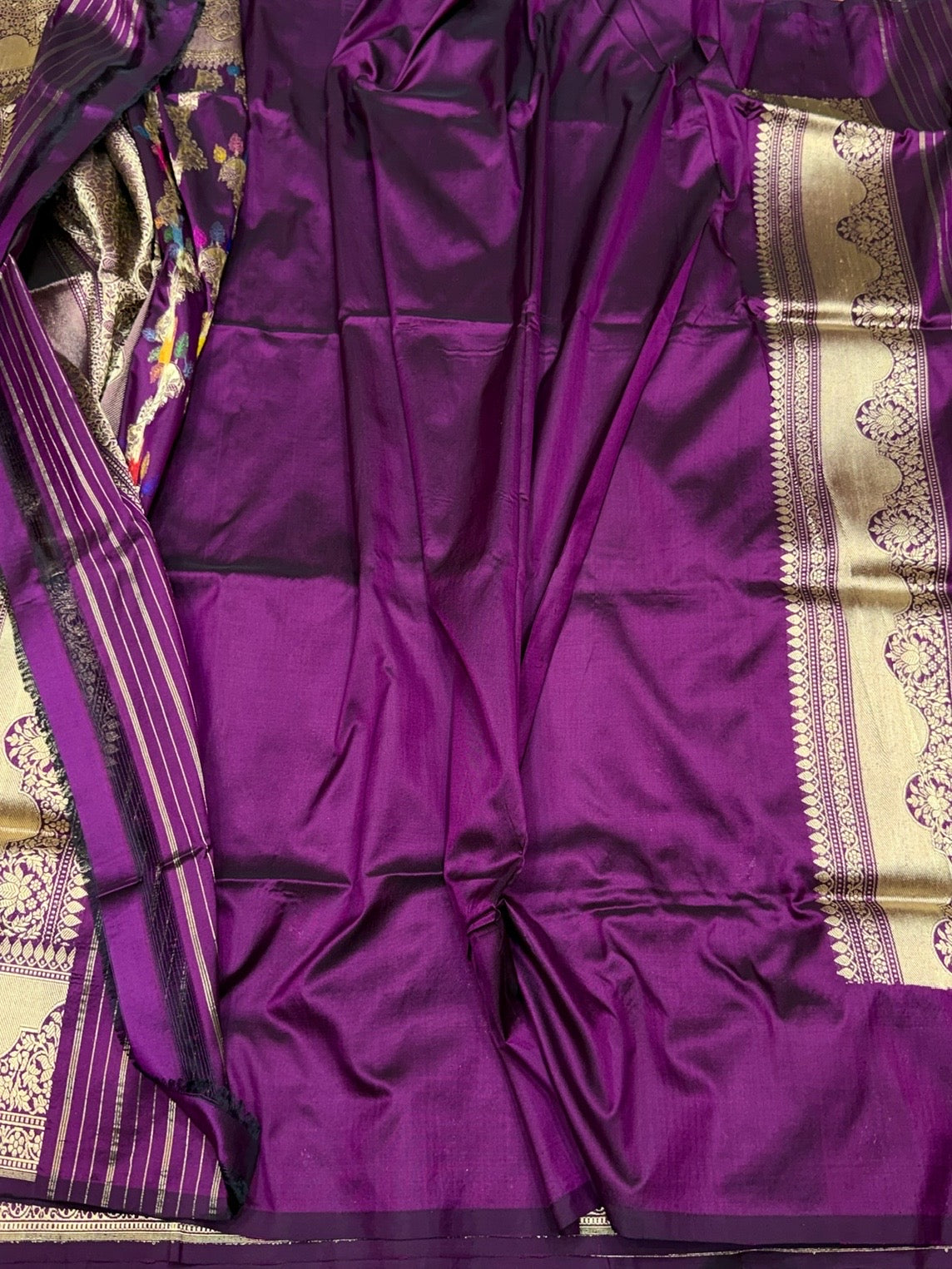 Magenta Handwoven Pure Banarasi Silk Saree in Kadwa Weave | Authentic Katan Mulberry Silk