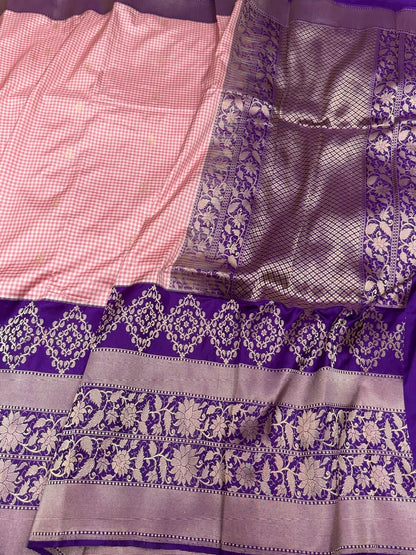 Purple Handwoven Pure Banarasi Ektara Silk Saree