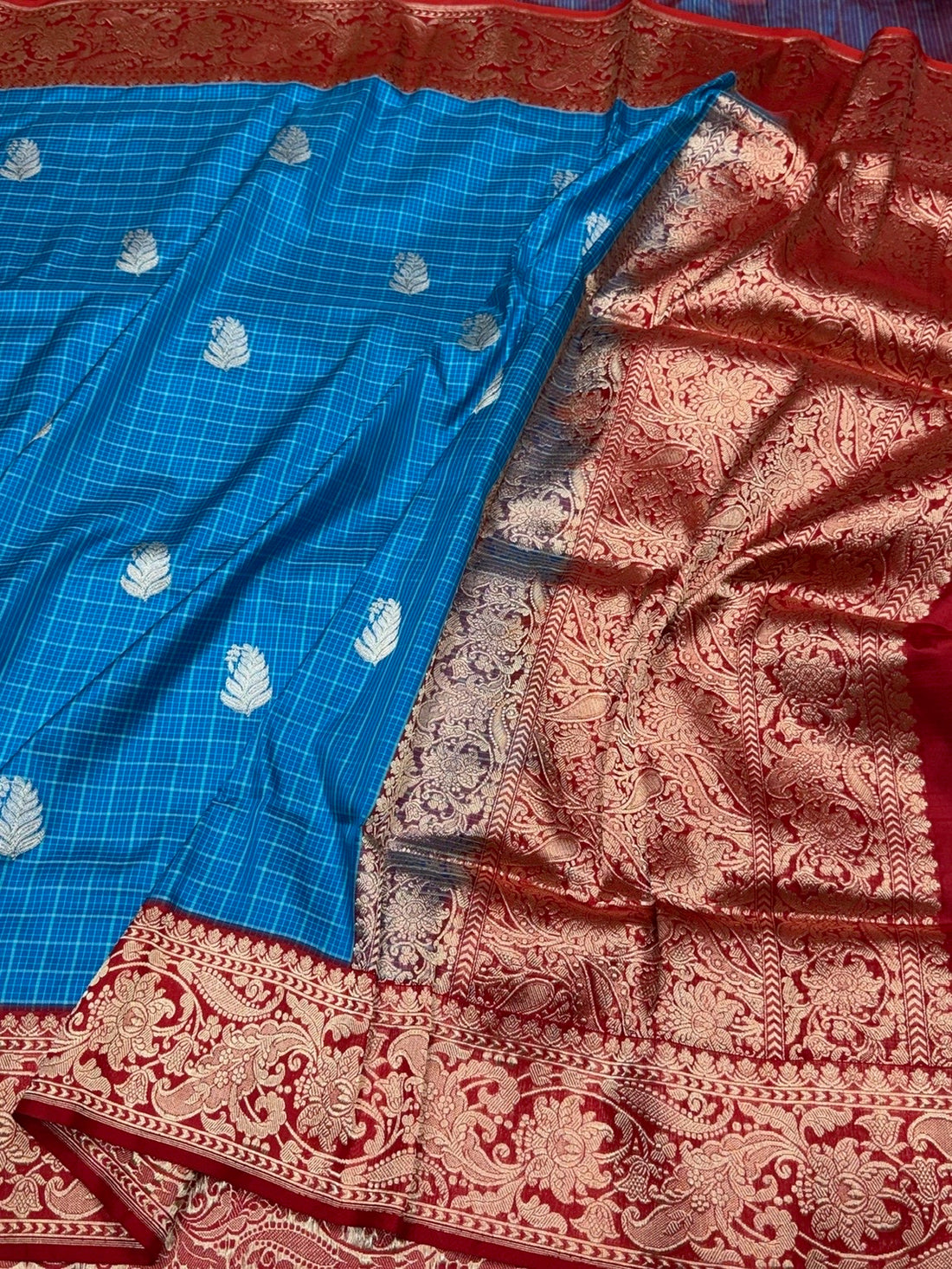 Sky Blue Handwoven Pure Banarasi Silk Saree