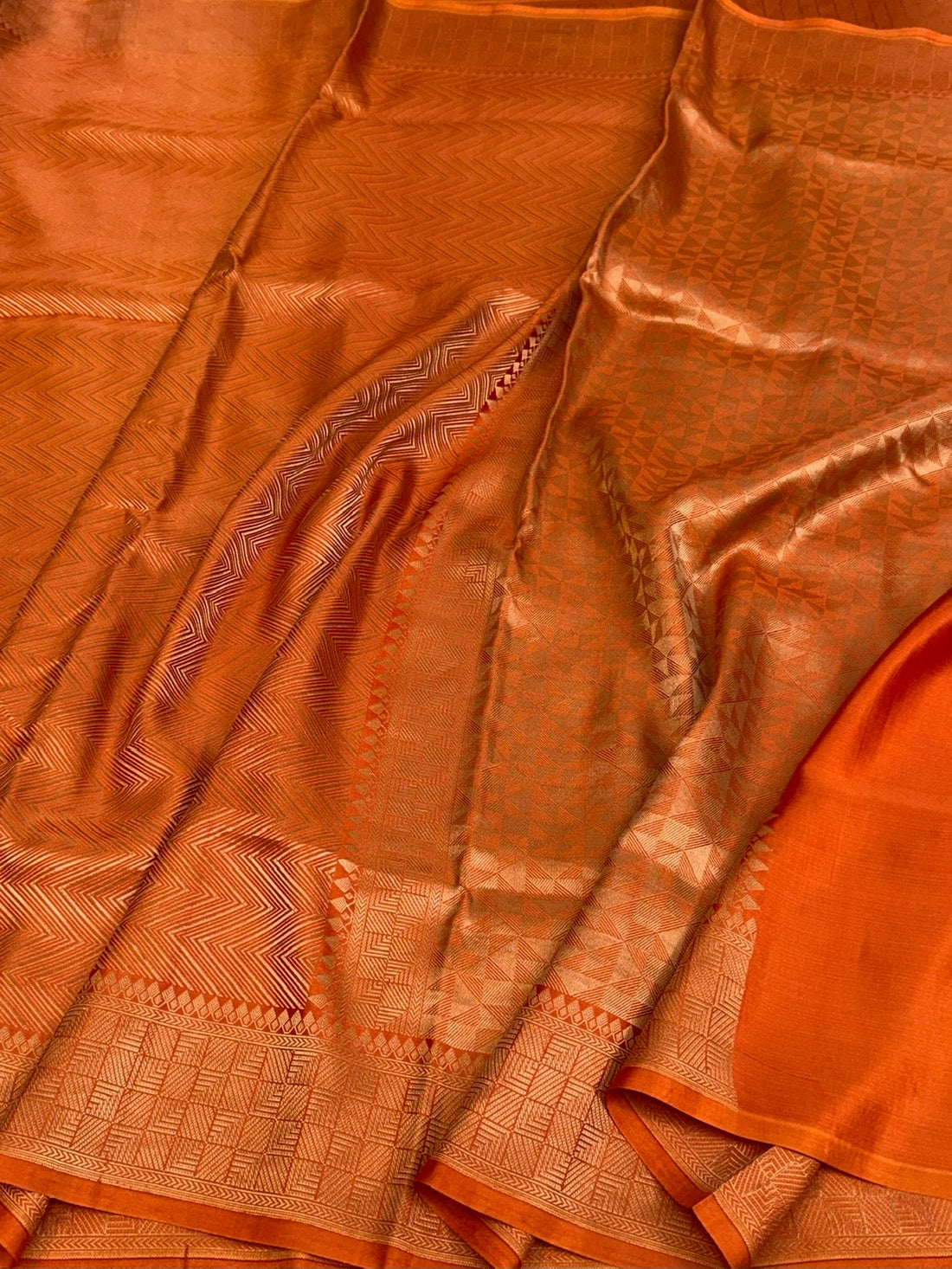 Orange Banarasi Pure Mashru Brocade Saree