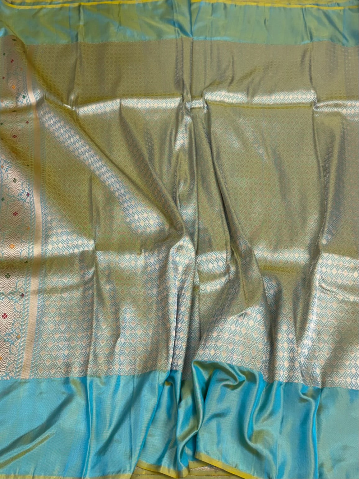 Sea Blue Handwoven Banarasi Pure Ektara Silk Saree
