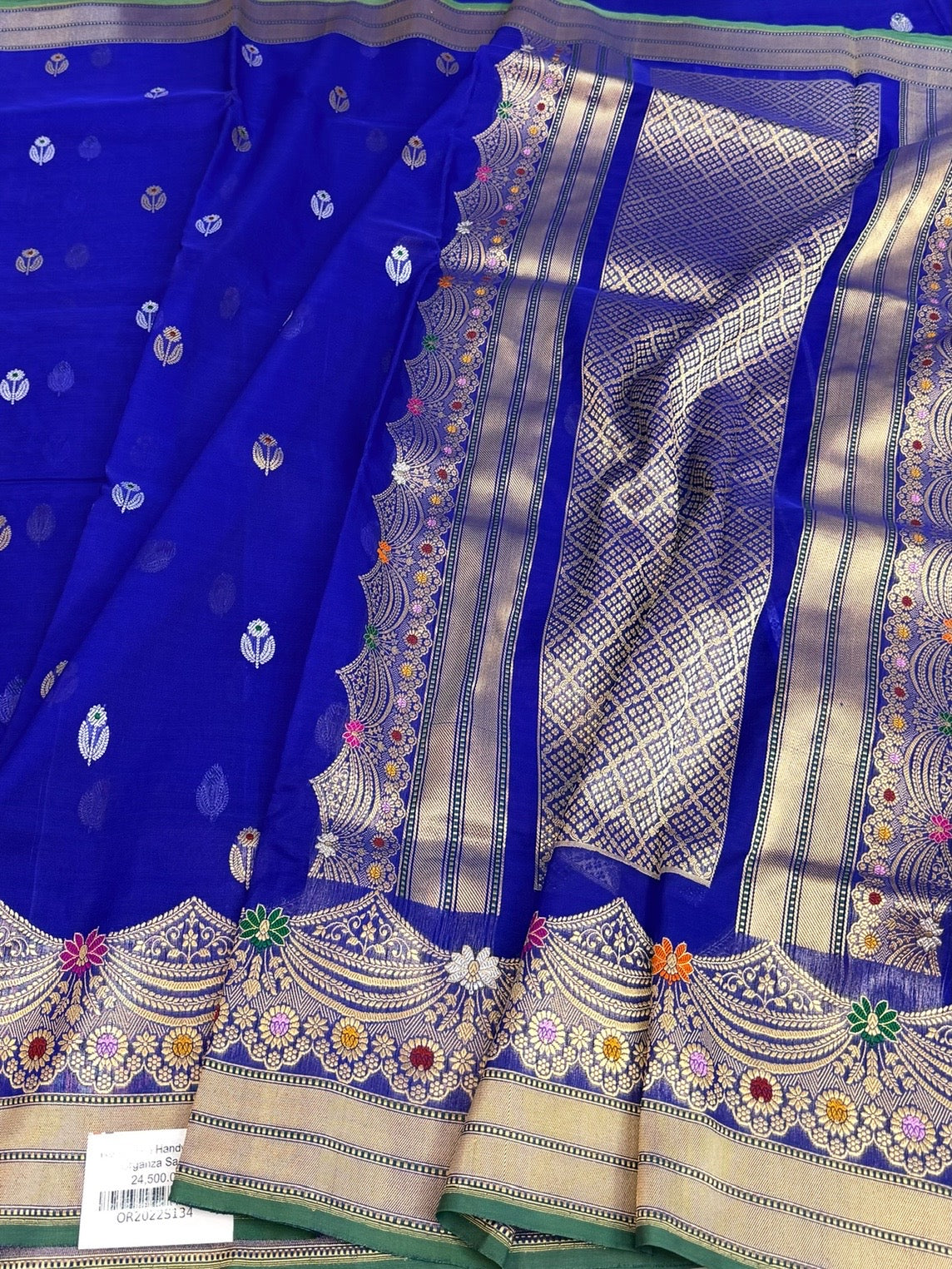 Royal Blue  Handwoven Pure Banarasi Organza Silk Saree
