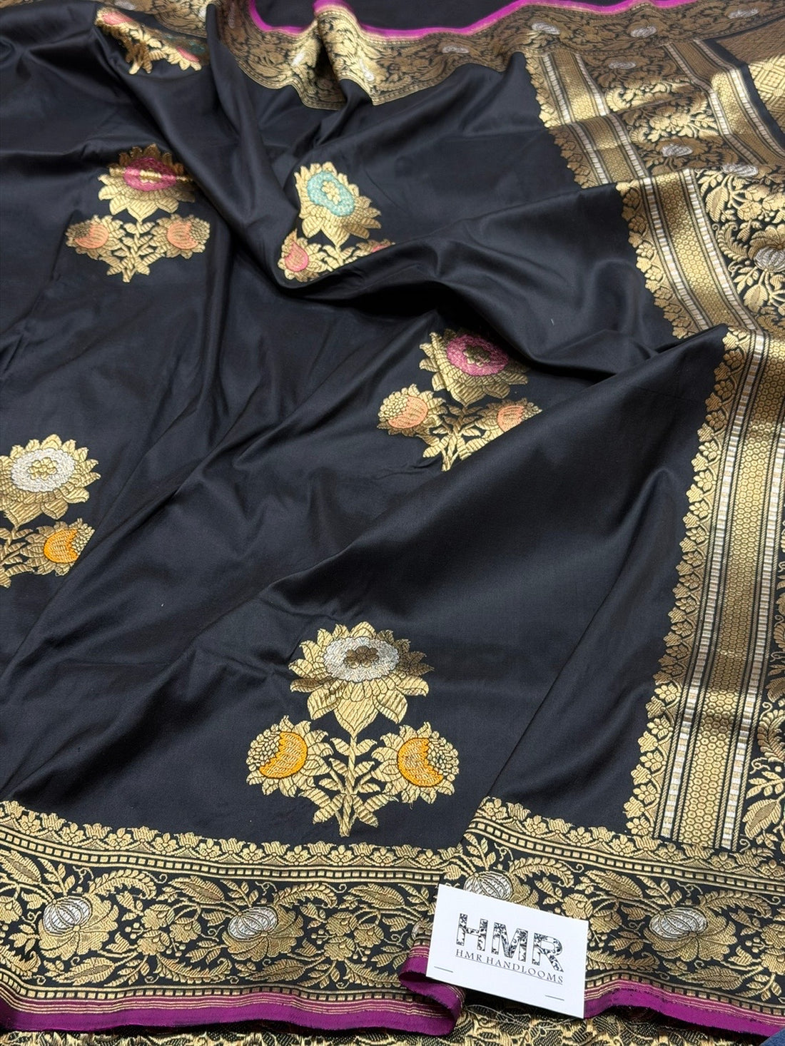 Black Handwoven Pure Silk Banarasi Saree