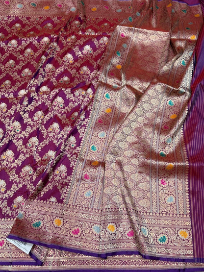 Majenta Pink Handwoven Pure Banarasi Silk Saree