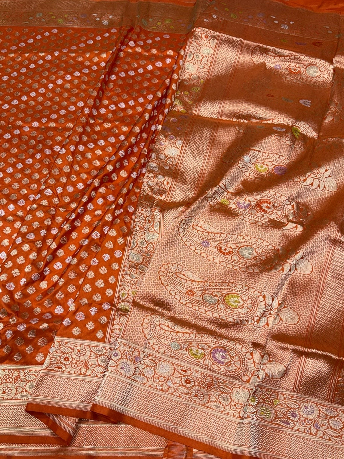 Orange Handwoven Pure Banarasi Silk Saree