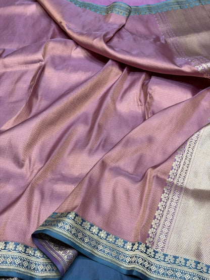 Pastel Pink Handwoven Banarasi Pure Silk Brocade Saree