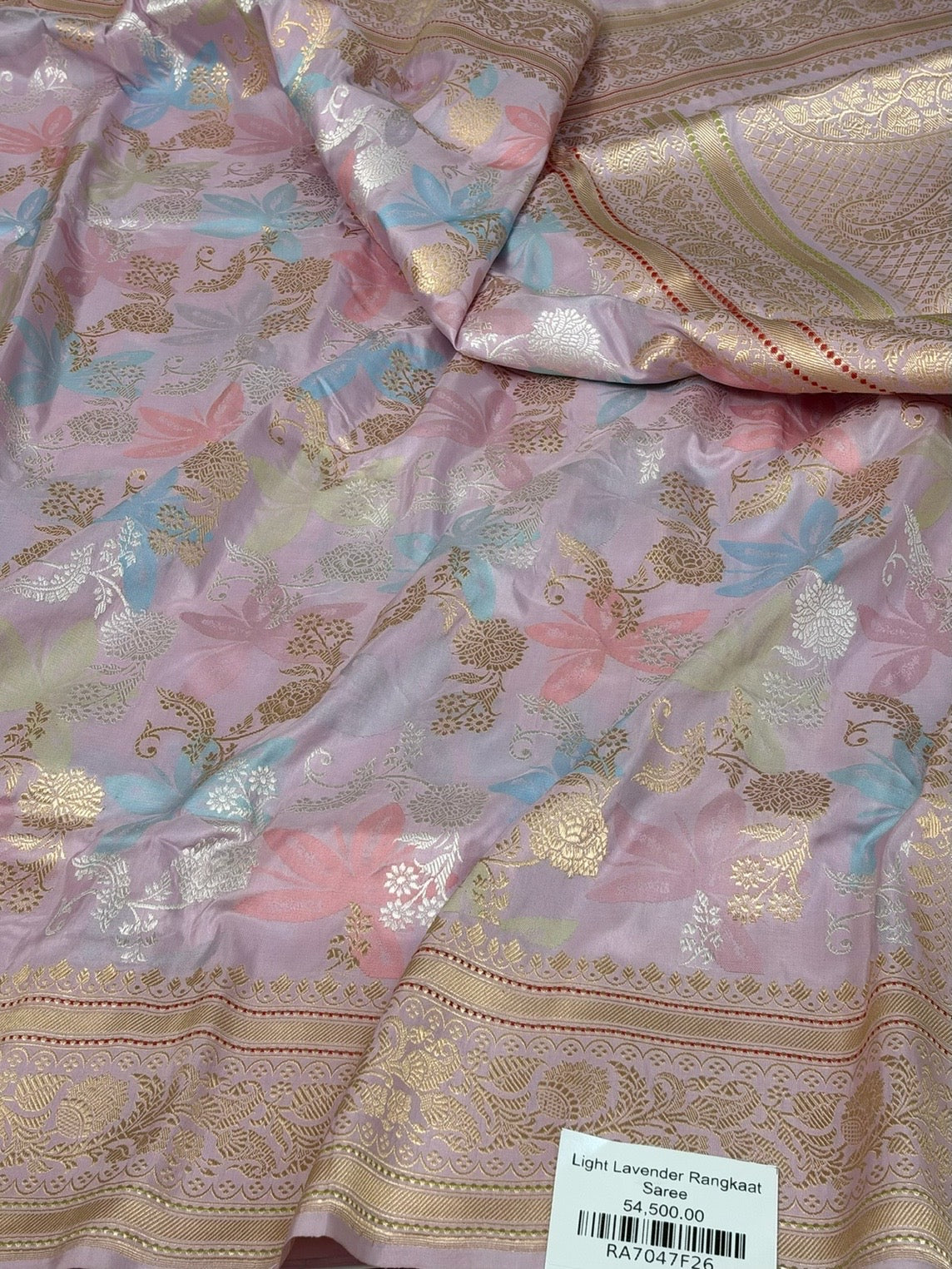 Light Lavender Handwoven Pure Banarasi Rangkaat Silk Saree