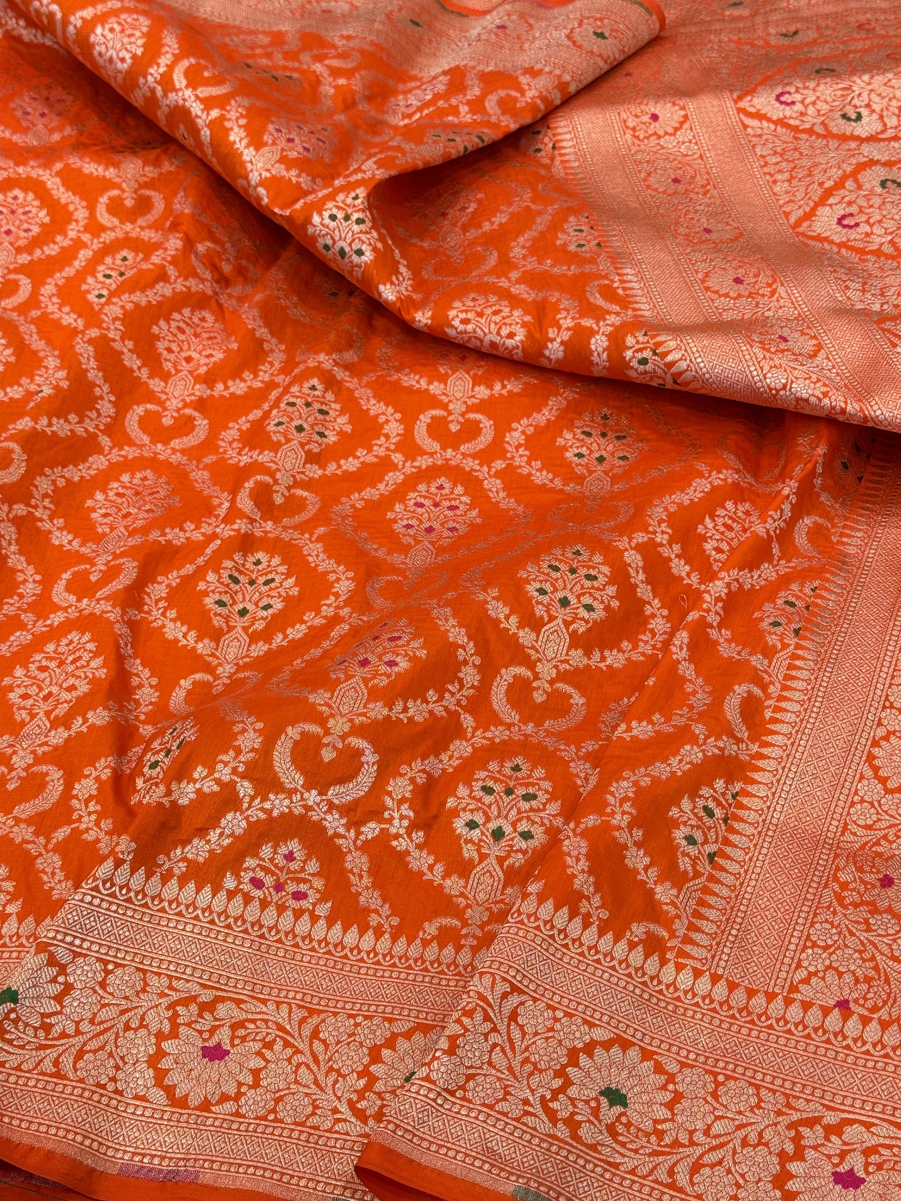 Banarasi Minakari Pure Katan Silk Saree | Pure Silk | Minakari Work | Cutwork Technique | Banarasi Katan Silk Saree