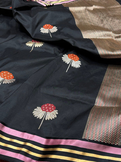 Handwoven Pure Satin Border Saree