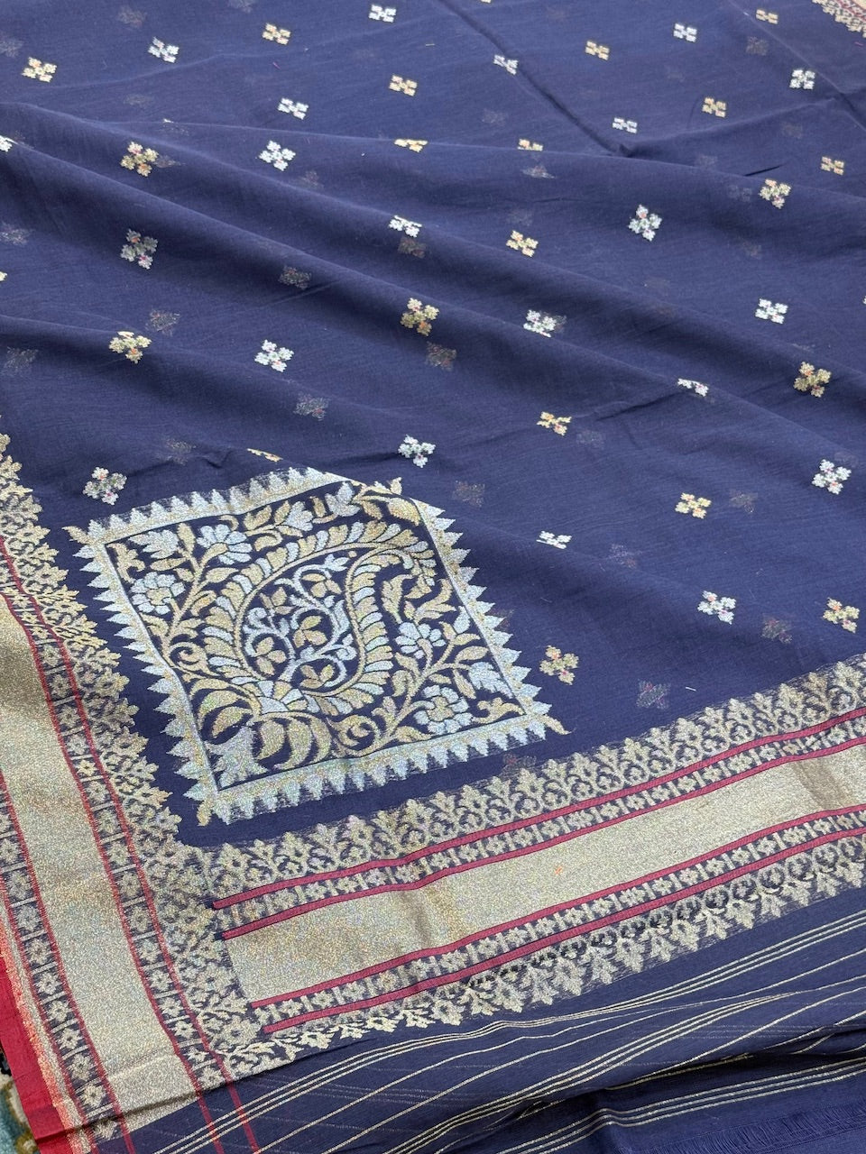 Pastel Pink Handwoven Pure Banarasi Cotton Saree