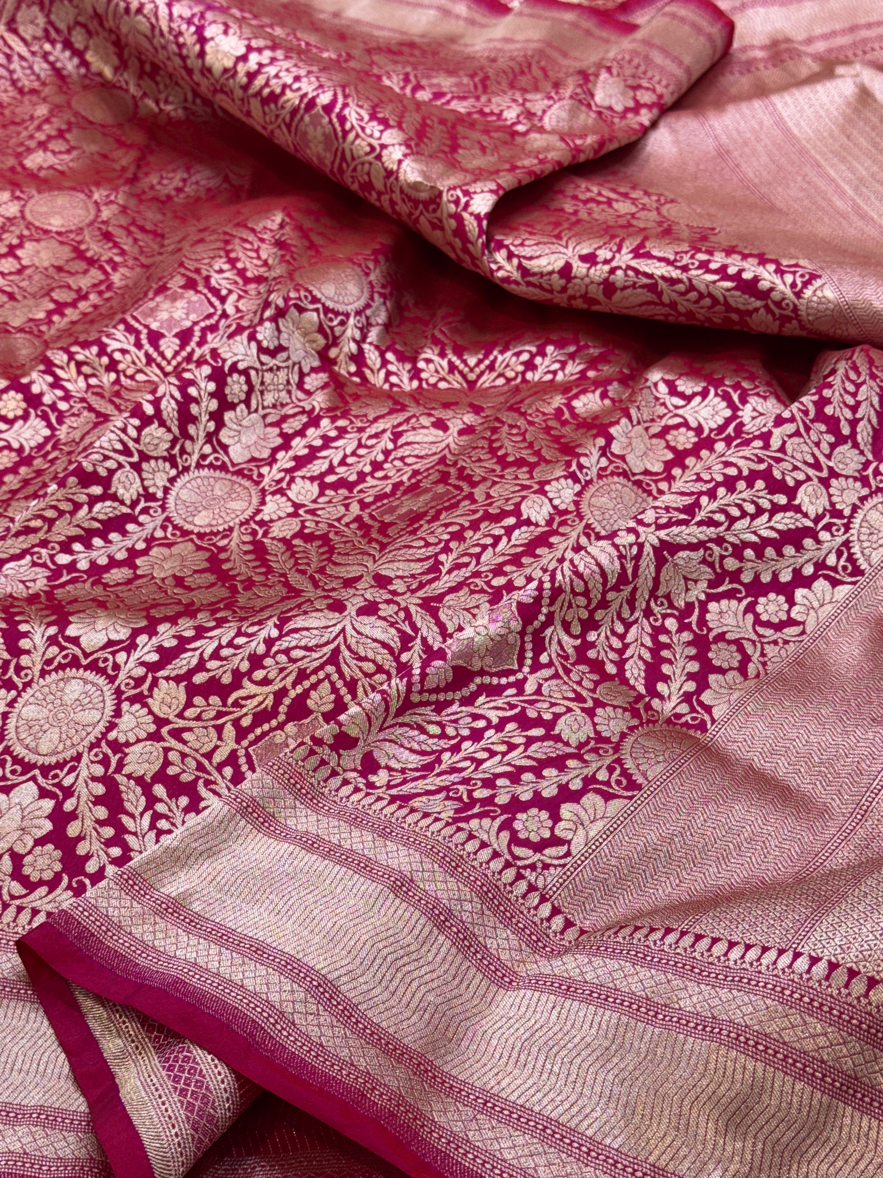 Banarasi Pure Silk Brocade Saree – Luxurious Katan Silk with Intricate Brocade Weave