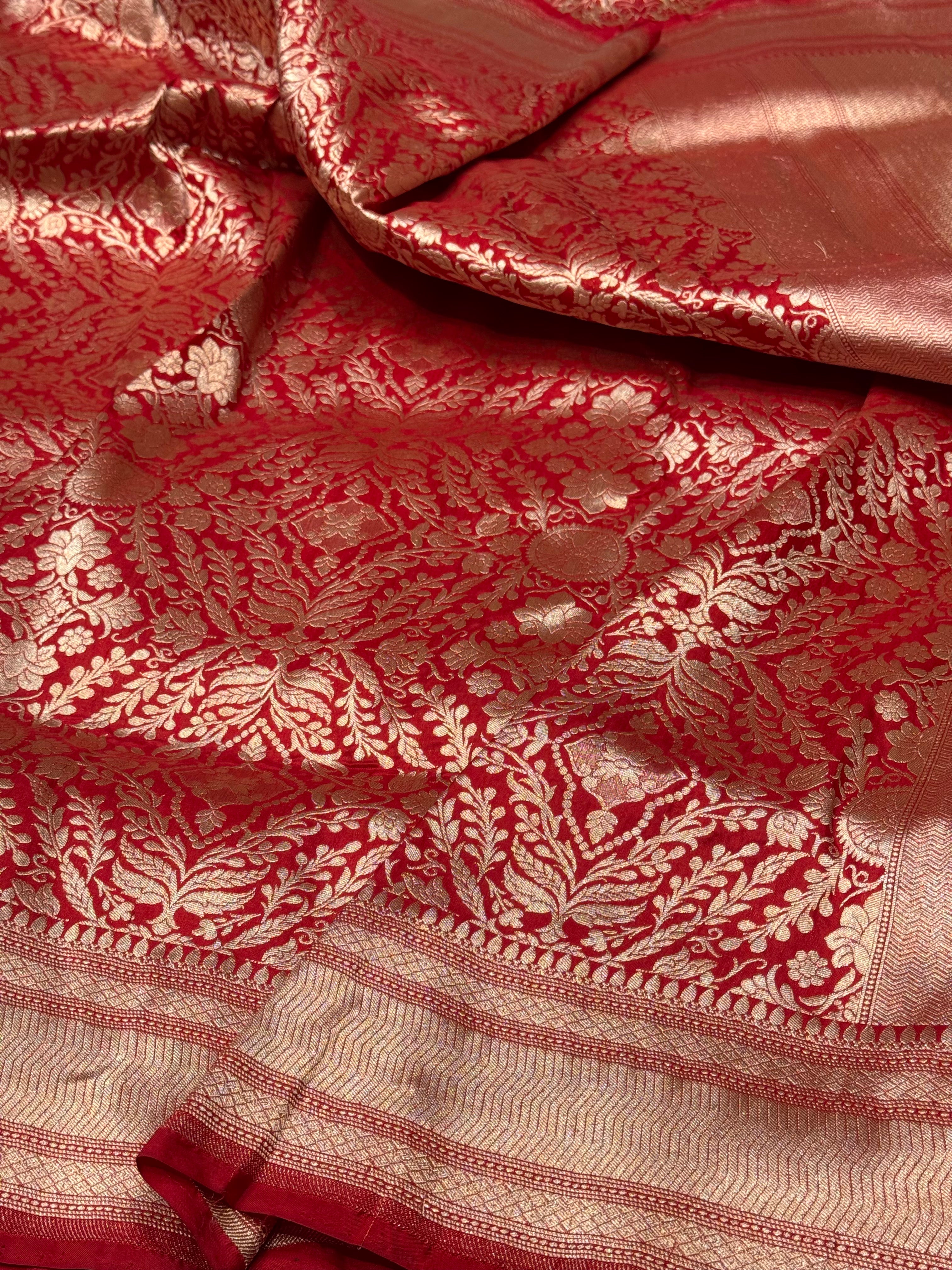 Banarasi Pure Silk Brocade Saree – Luxurious Katan Silk with Intricate Brocade Weave