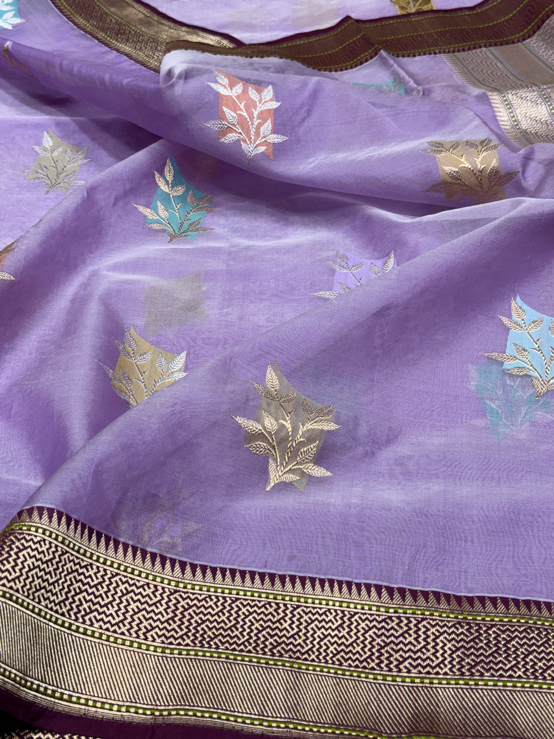 Lavender Handwoven Pure Banarasi Organza Saree