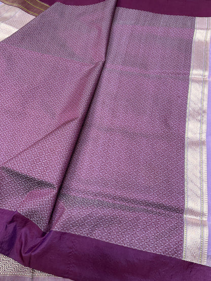 Lavender Handwoven Pure Banarasi Organza Saree