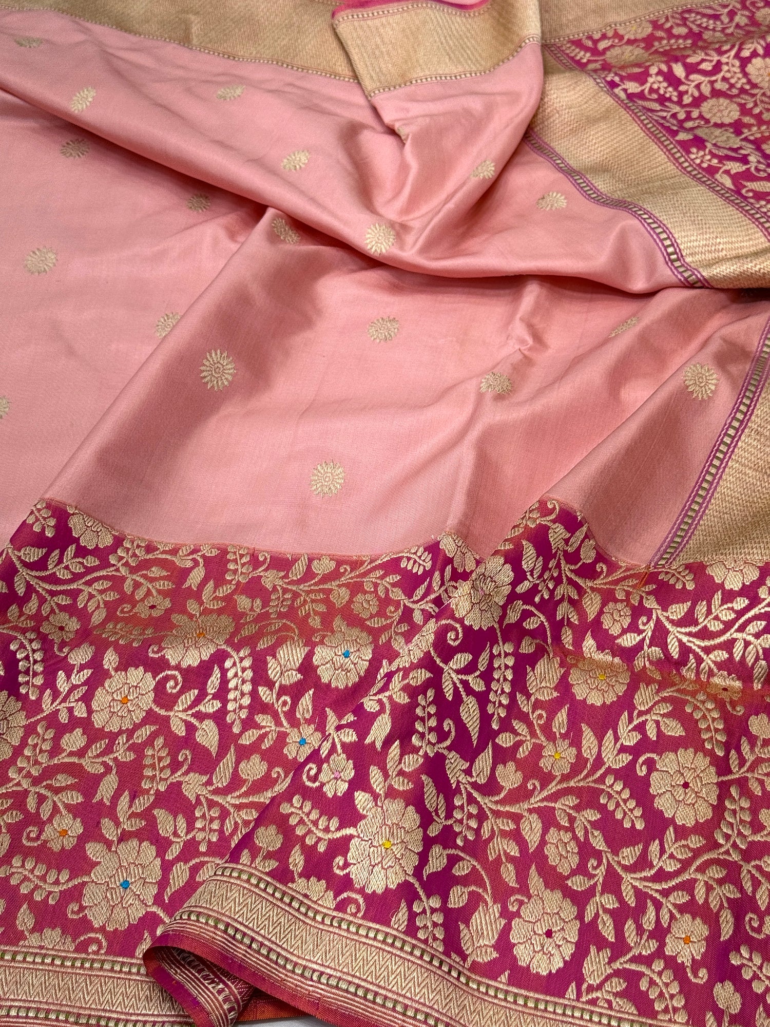 Peach Handwoven Banarasi Pure Silk Saree