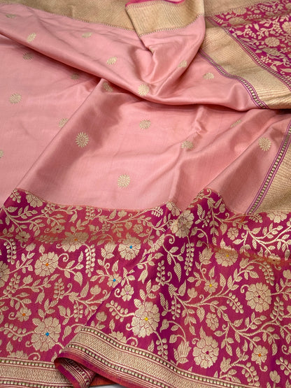 Peach Handwoven Banarasi Pure Silk Saree