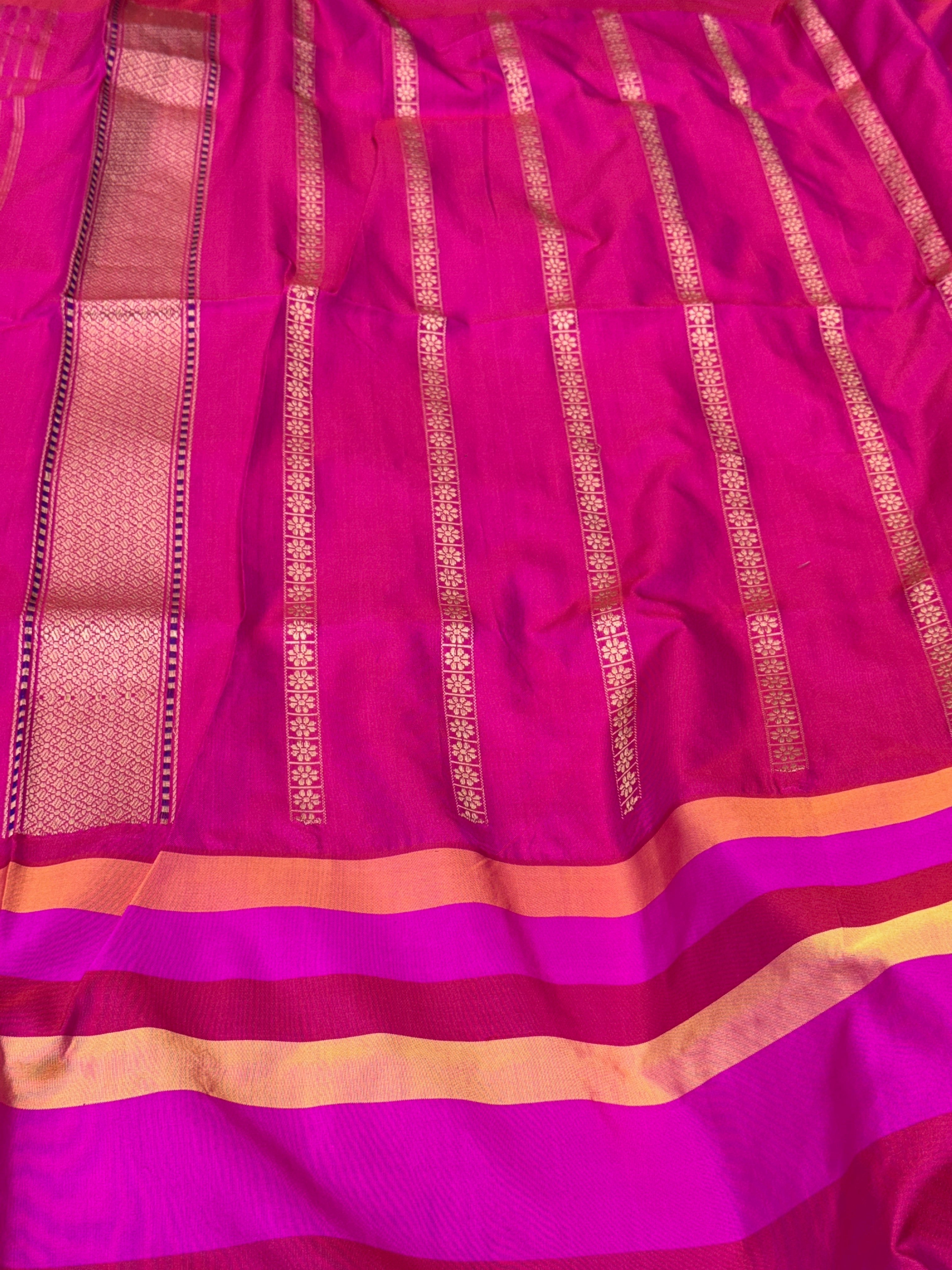 Powder Pink Handwoven Banarasi Ektara Pure Silk Saree