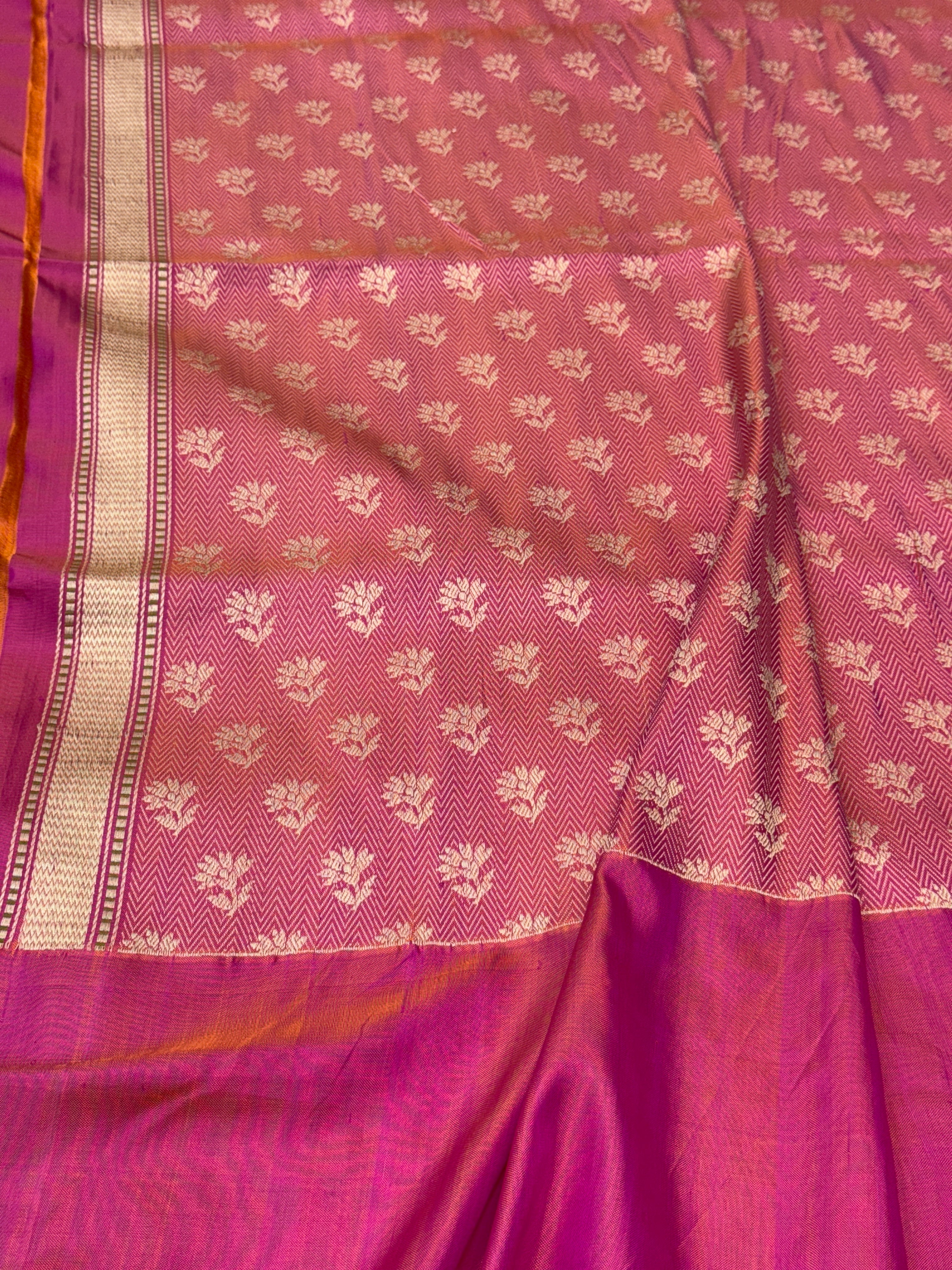 Peach Handwoven Banarasi Pure Silk Saree
