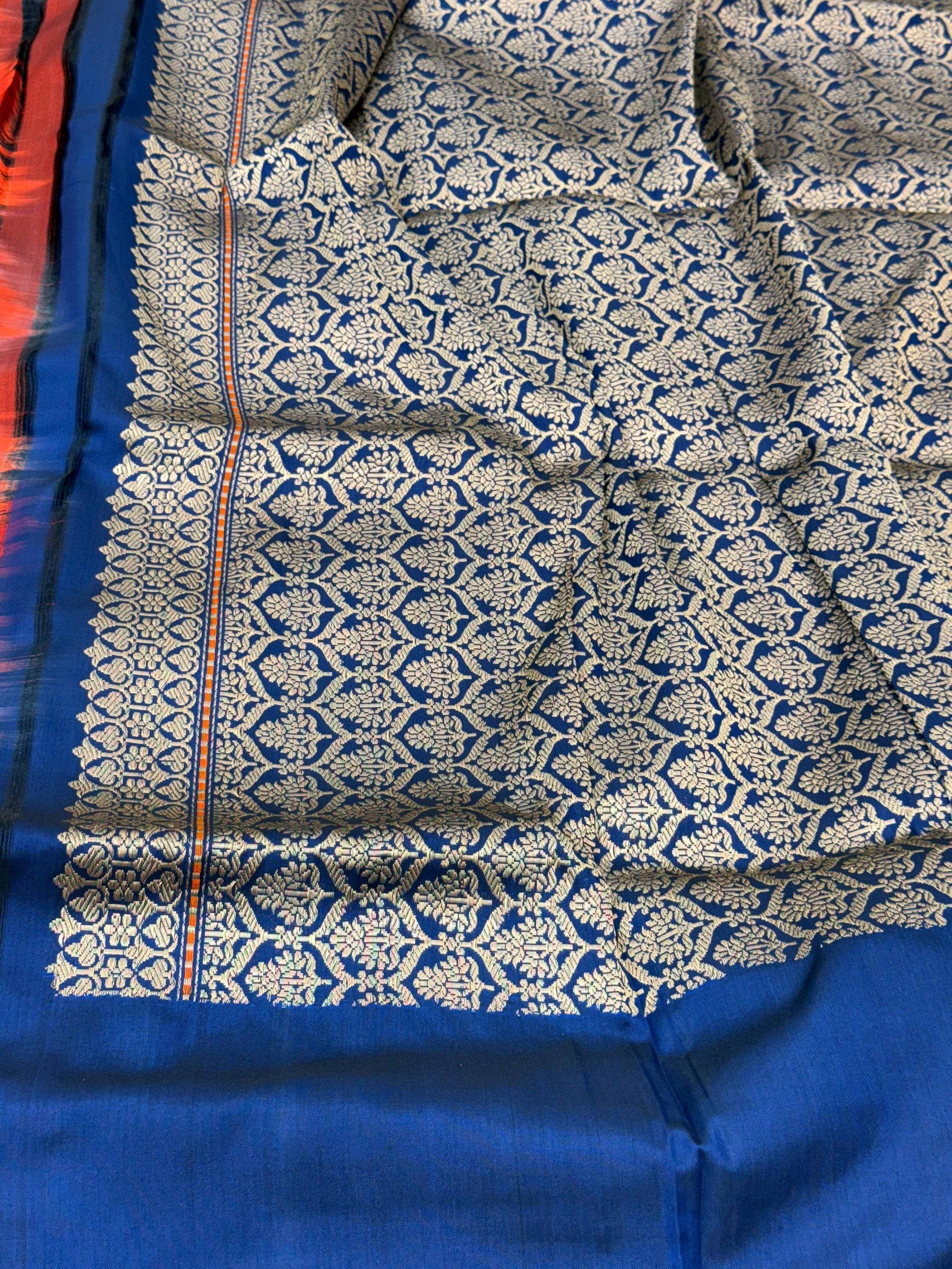 Royal Blue Handwoven Ektara Pure Banarasi Silk Saree