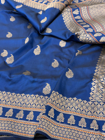 Royal Blue Handwoven Ektara Pure Banarasi Silk Saree