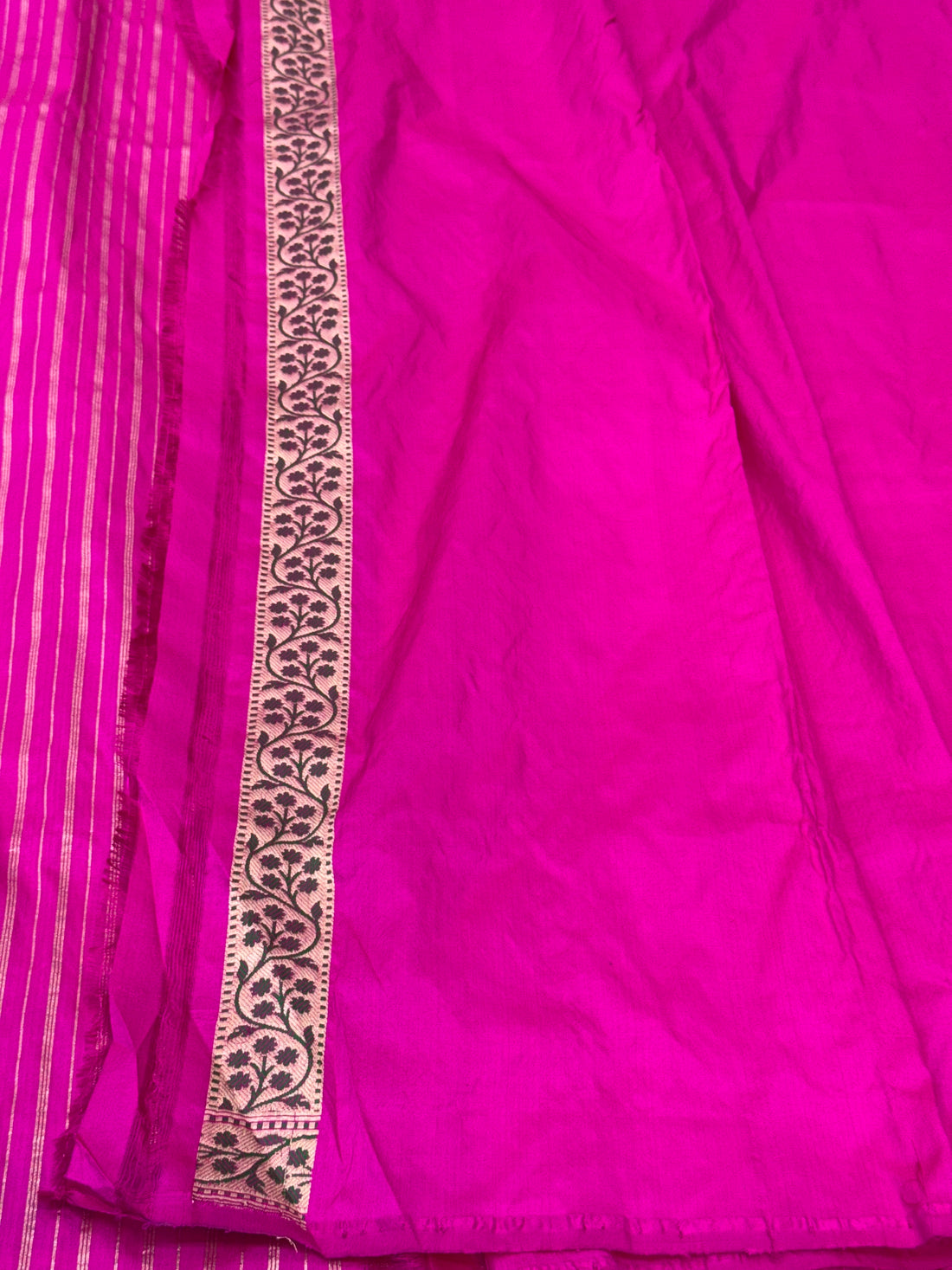 Rani Pink Handwoven Koniya Pure Banarasi Silk Saree