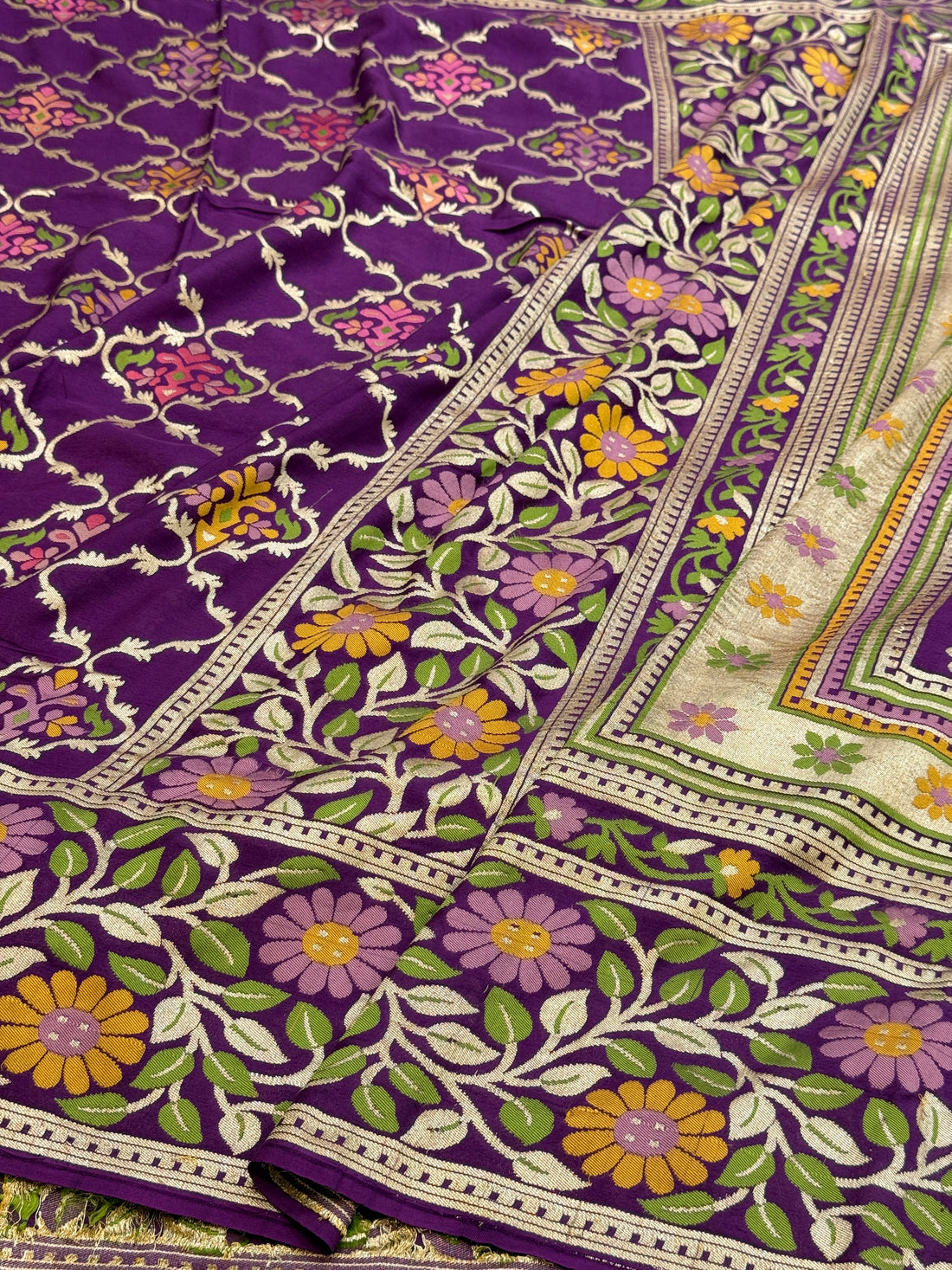 Magenta Pure Chiffon Georgette Saree