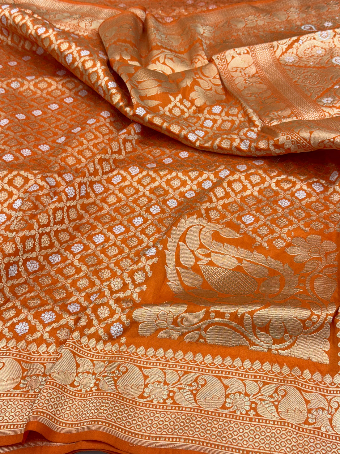 Orange Handwoven Banarasi Pure Silk Saree