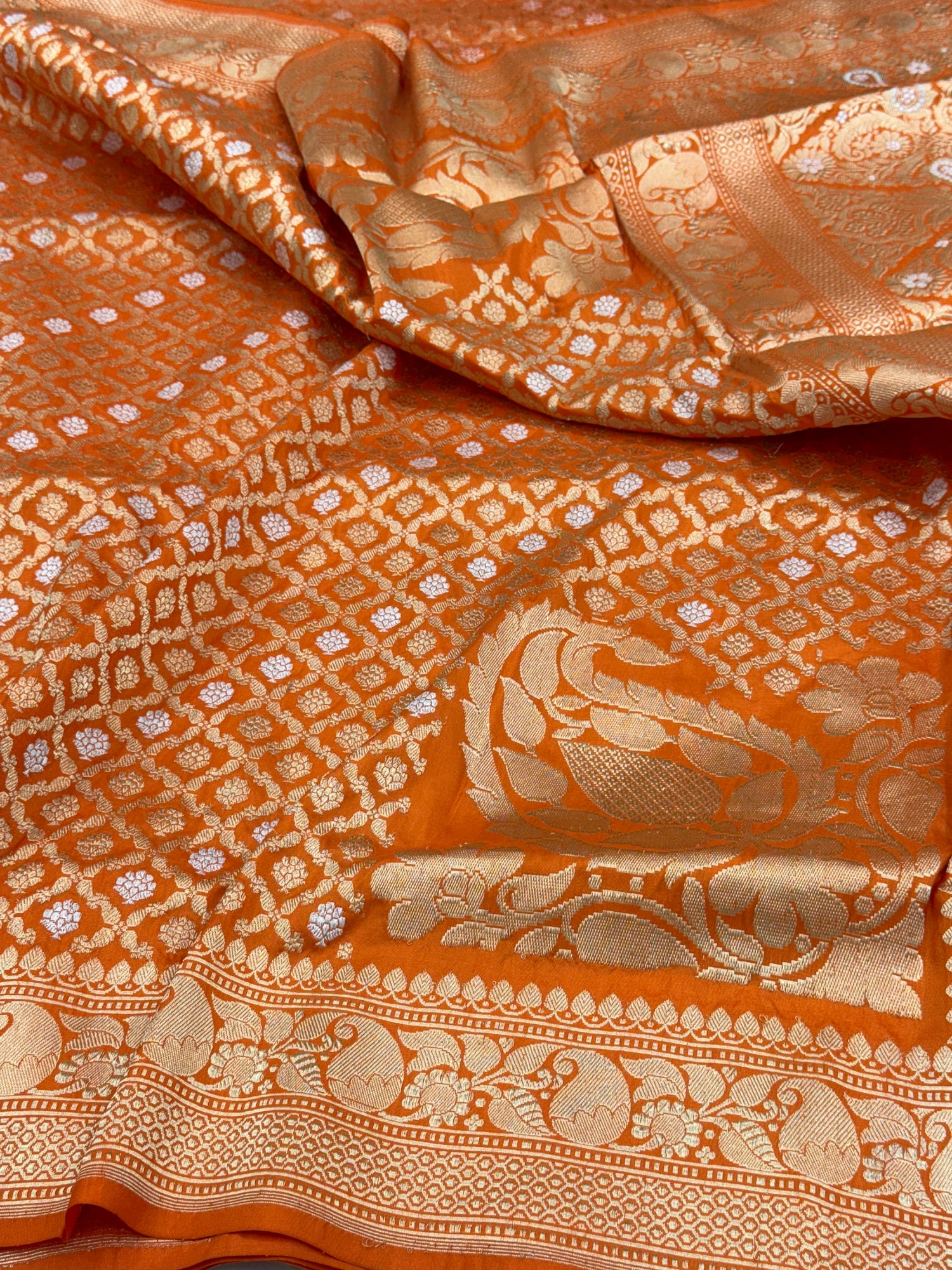 Orange Handwoven Banarasi Pure Silk Saree