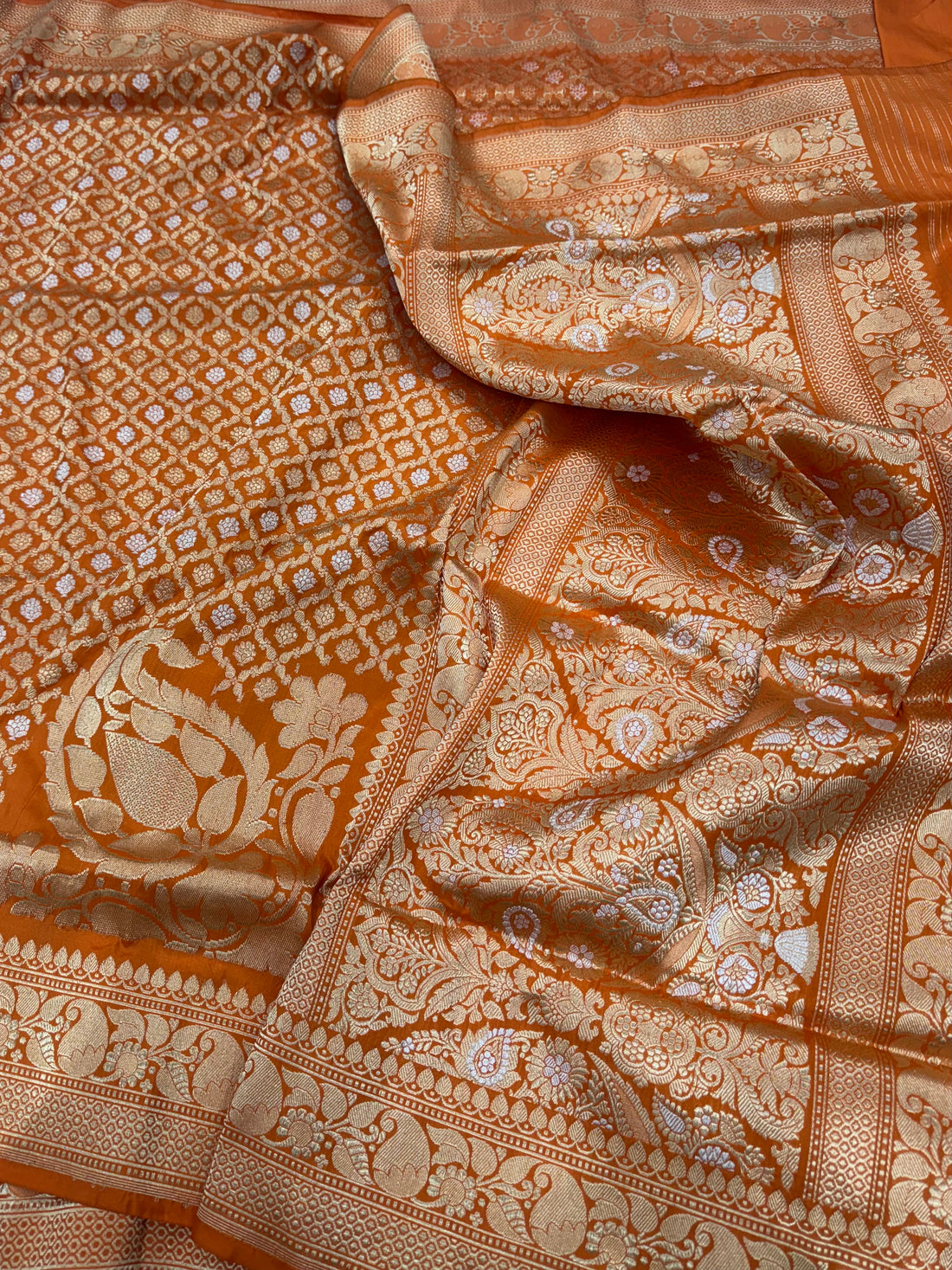 Orange Handwoven Banarasi Pure Silk Saree