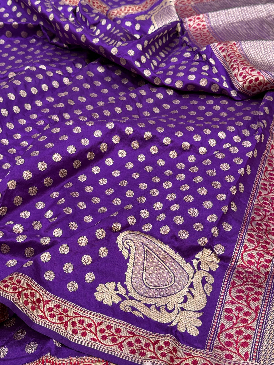 Purple Handwoven Koniya Pure Banarasi Silk Saree