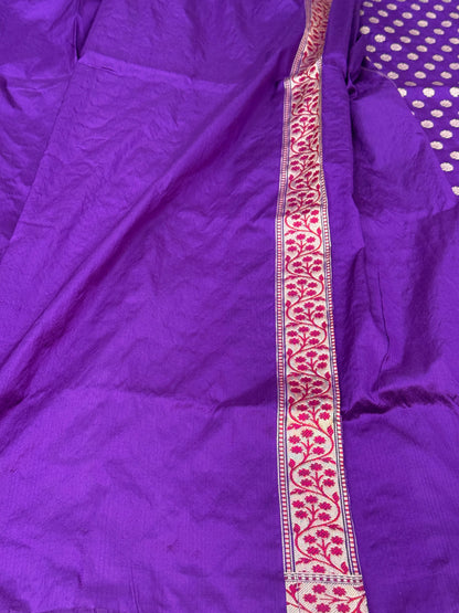 Purple Handwoven Koniya Pure Banarasi Silk Saree