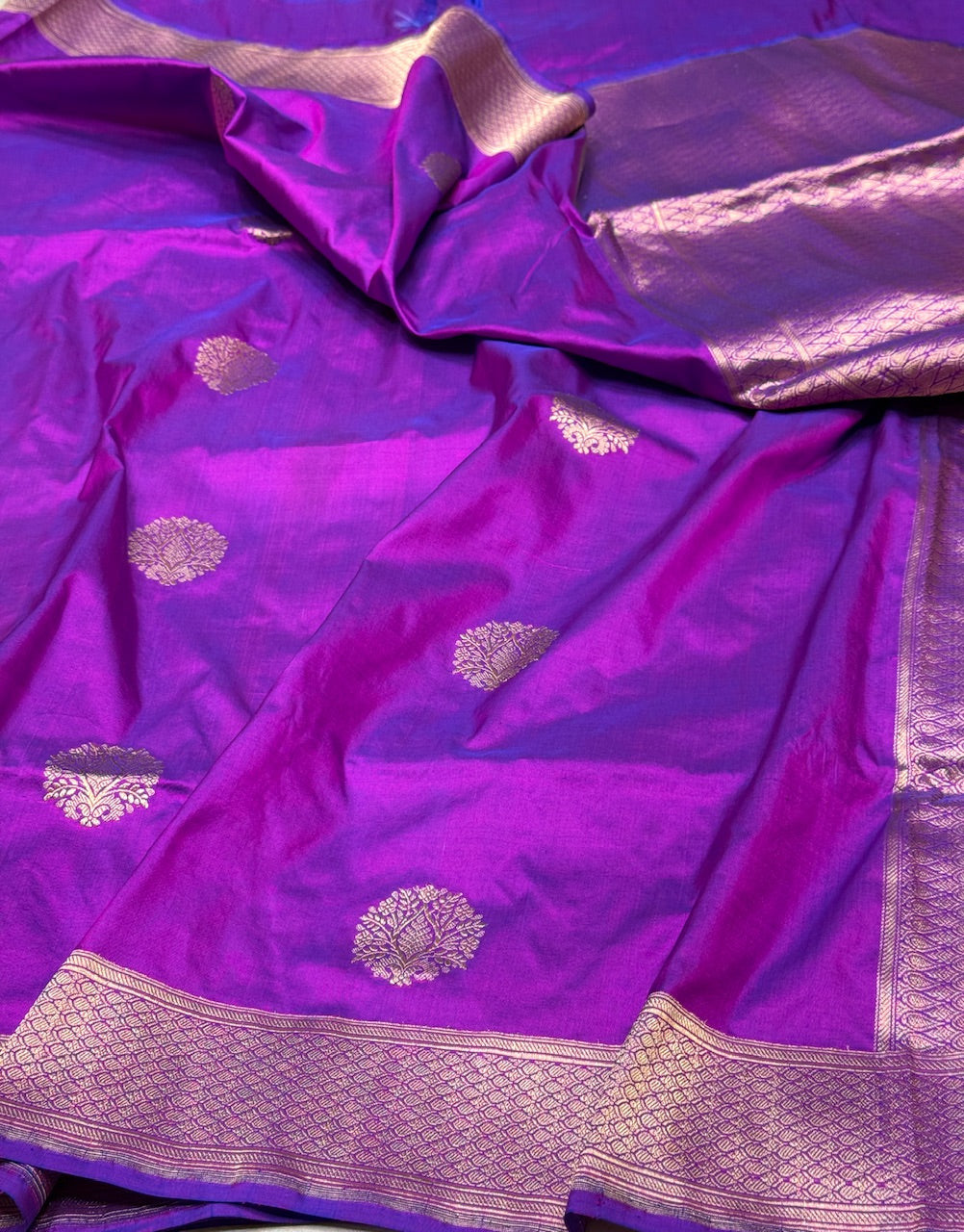 Purple Handwoven Pure Banarasi Silk Saree