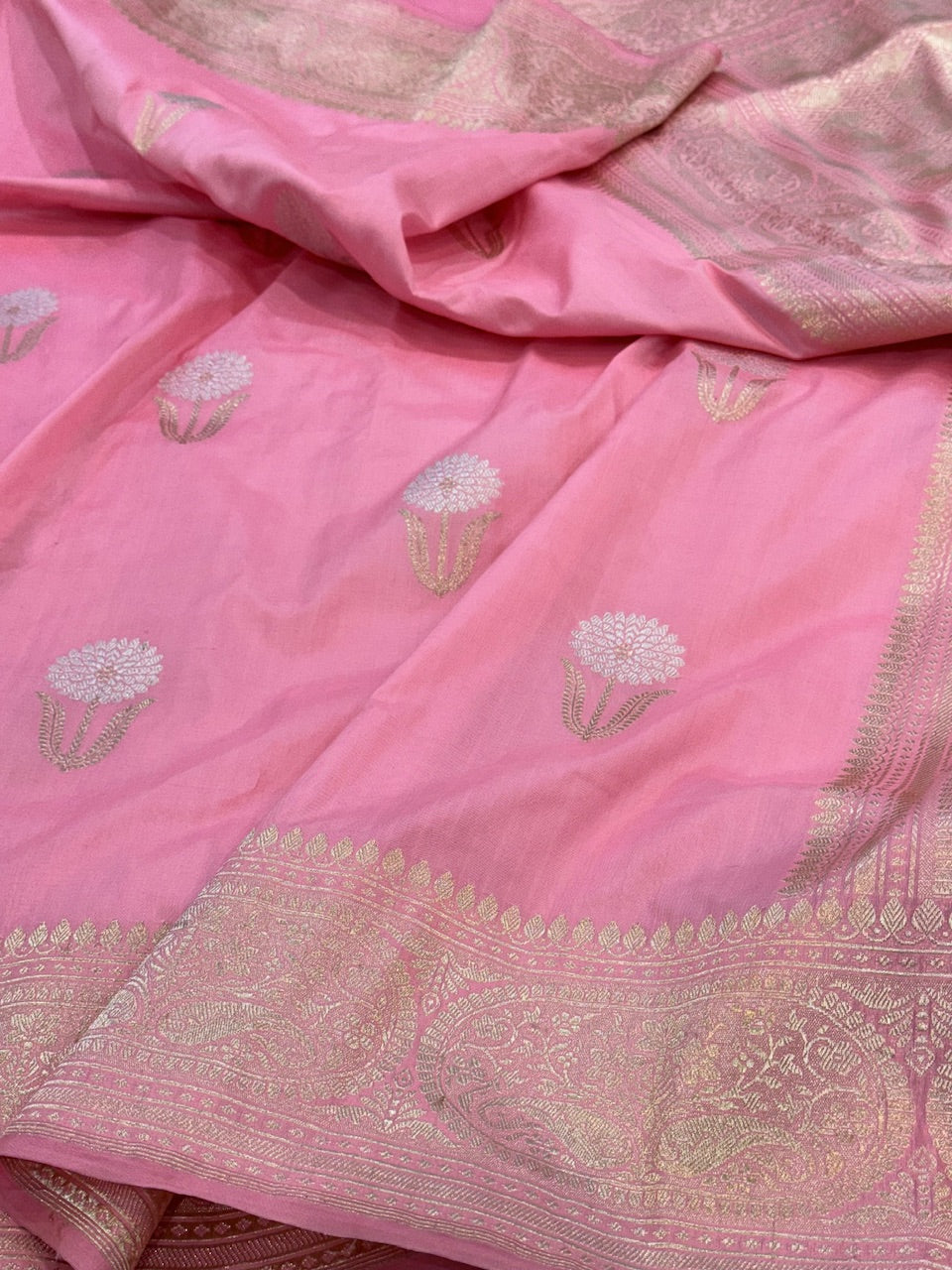 Baby Pink Handwoven Pure Banarasi Silk Saree