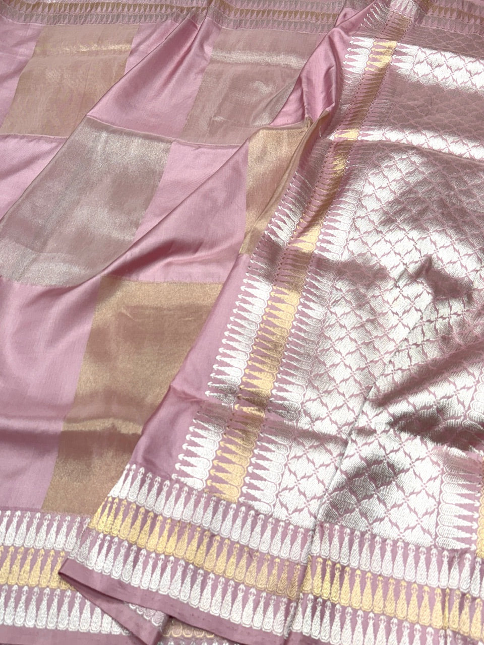 Baby Pink Handwoven Banarasi Pure Ektara Tissue Saree