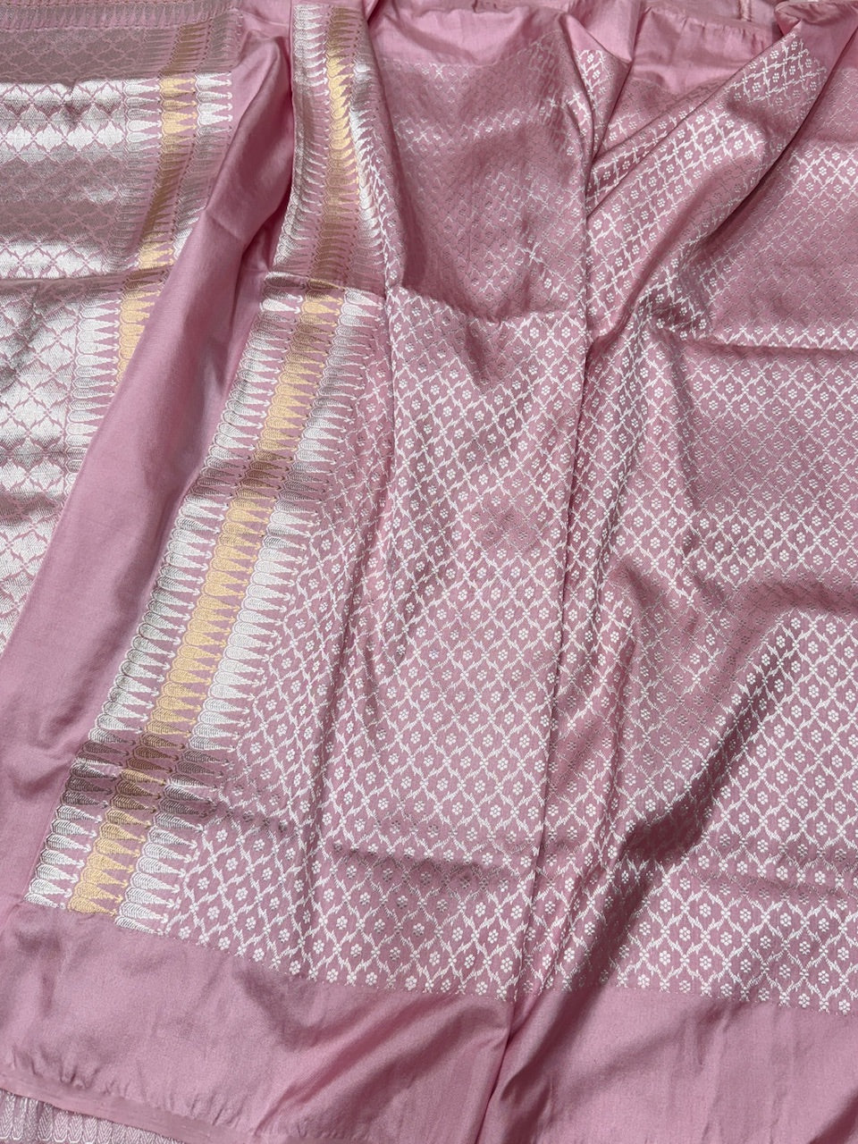 Baby Pink Handwoven Banarasi Pure Ektara Tissue Saree