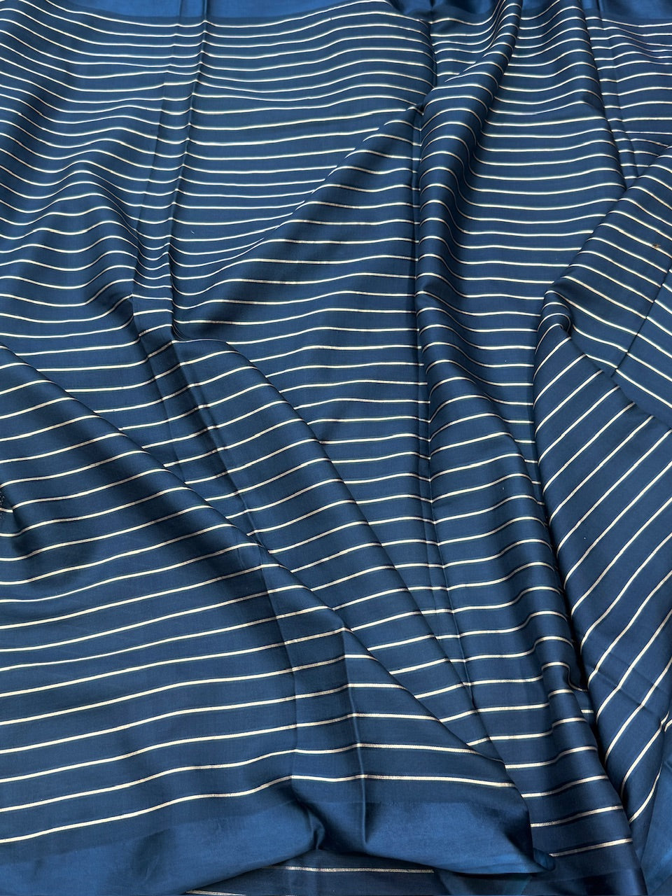 Navy Blue Handwoven Pure Banarasi Mashru Silk Saree
