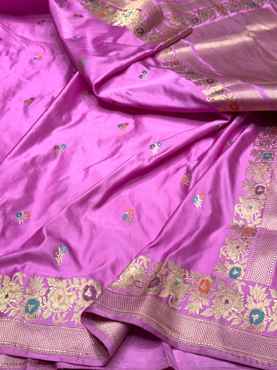 Baby Pink Handwoven Pure Banarasi Mashru Silk Saree