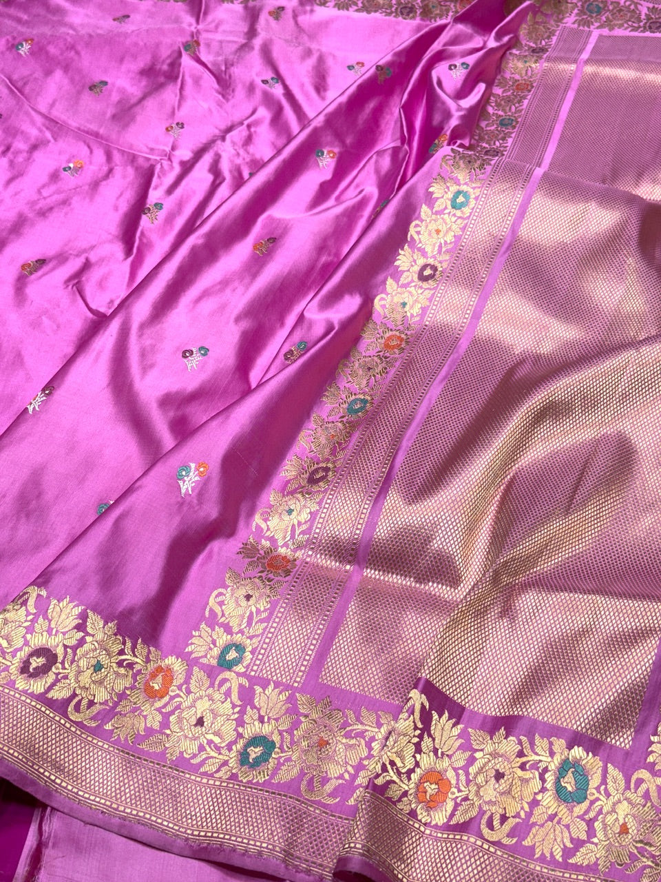 Baby Pink Handwoven Pure Banarasi Mashru Silk Saree