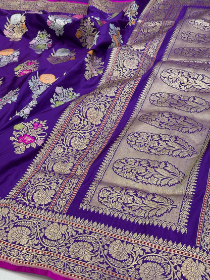 Purple Handwoven Banarasi Pure Silk Saree