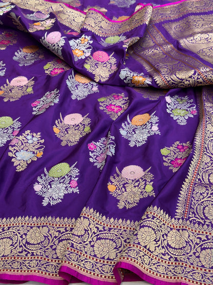 Purple Handwoven Banarasi Pure Silk Saree