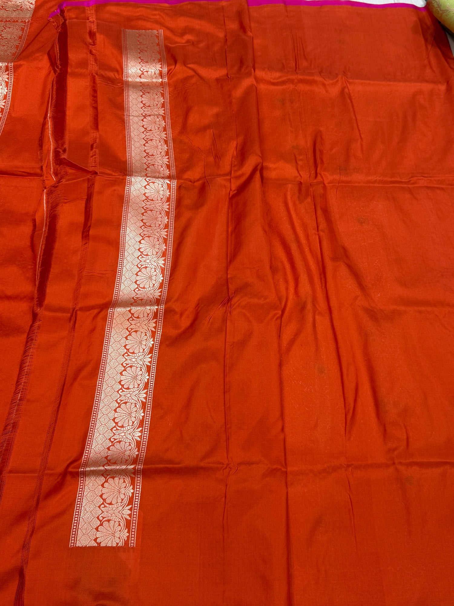 Orange Handwoven Banarasi Pure Silk Brocade Saree