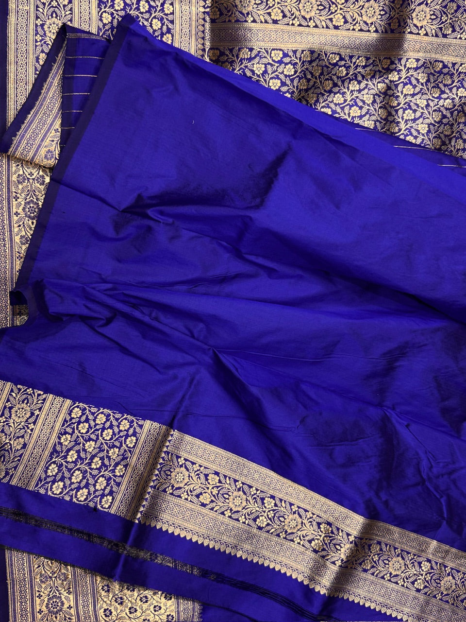 Royal Blue Handwoven Vintage Banarasi Silk Saree