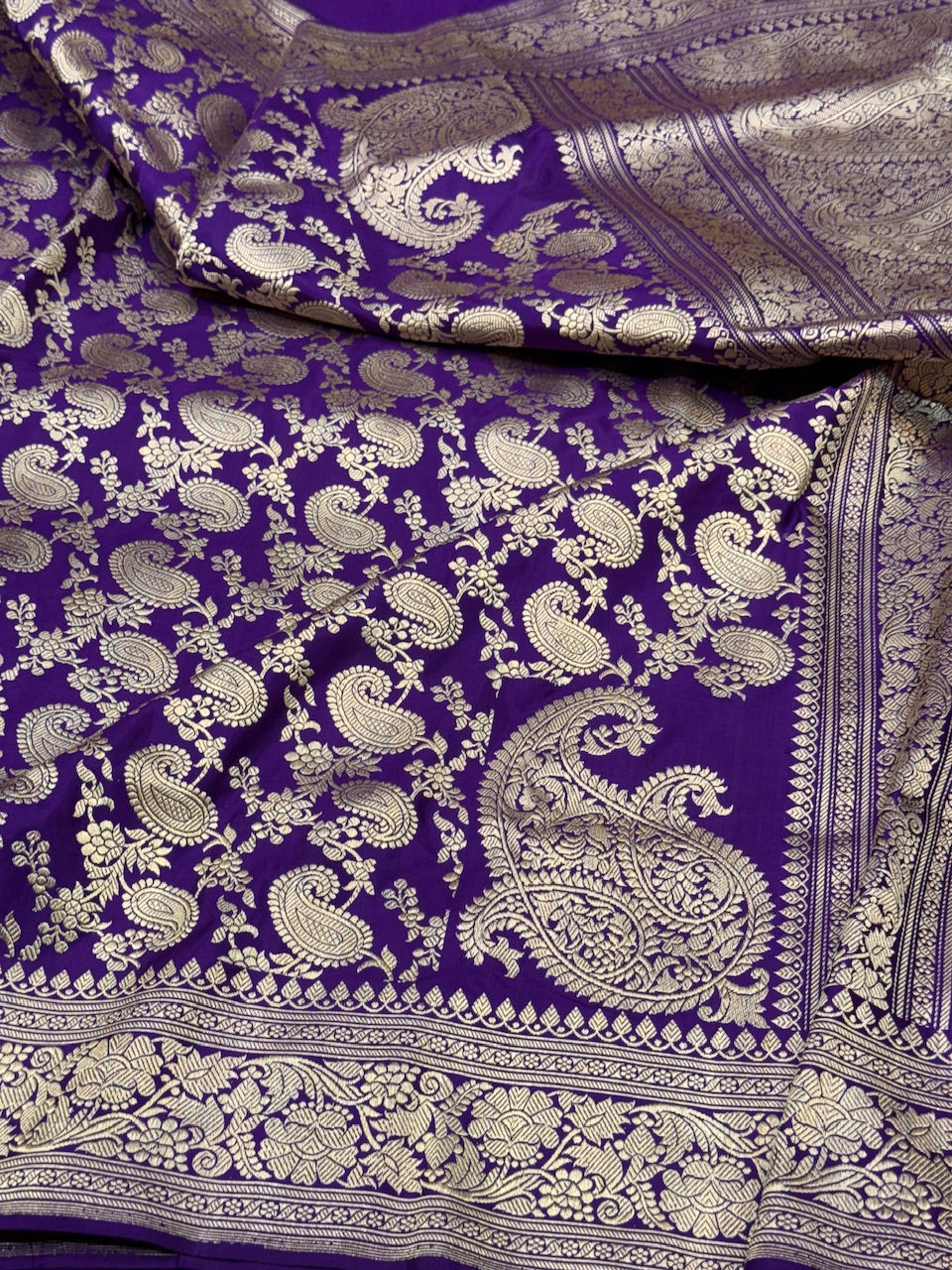 Purple Handwoven Pure Banarasi Silk Saree